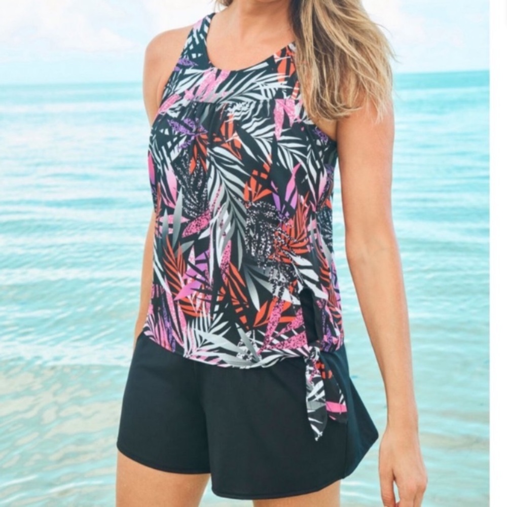 New 2pc Tropical Blouson & Shorts Tankini set Swimsuits For All plus size 5X 34